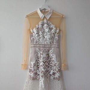 Self Portrait White Lace Midi Dress